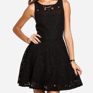 Black Eyelet High Neck Mini Dress